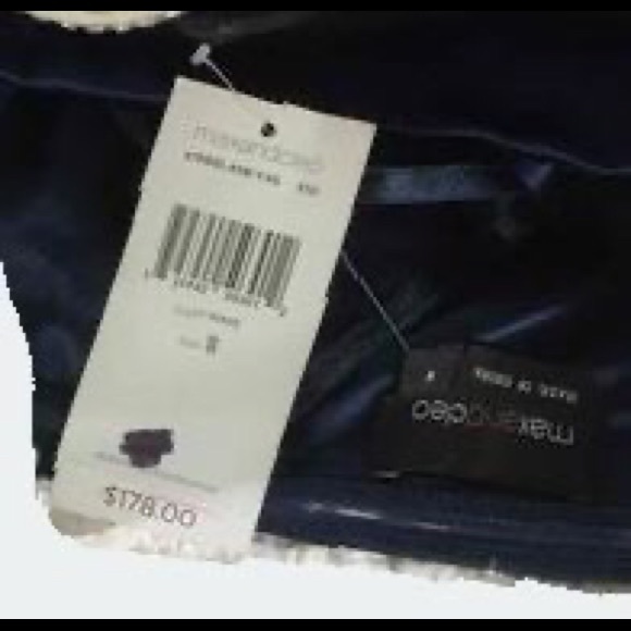 Strapless Navy Blue Silk Cocktail Dress  by Max and Cleo. - Picture 2 of 2